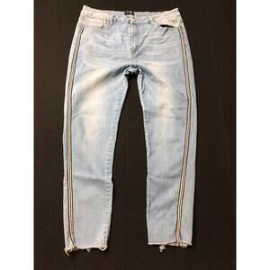 Jeans Womens  Blue Distressed Zip size 17 side piping